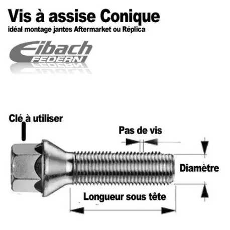 Vis Assise conique 60° Eibach M14x1,5 Prix Promo